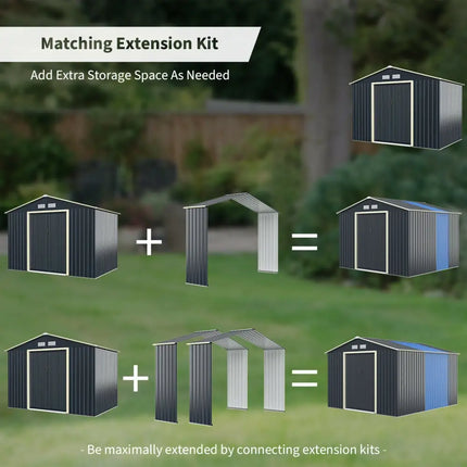 Outdoor Storage Shed Extension Kit for 9.1 Feet Shed-Gray - Gray - Sheds & Outdoor Storage