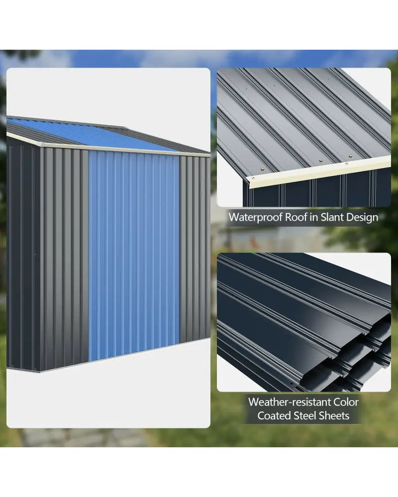 Outdoor Storage Shed Extension Kit for 9.1 Feet Shed-Gray - Gray - Sheds & Outdoor Storage