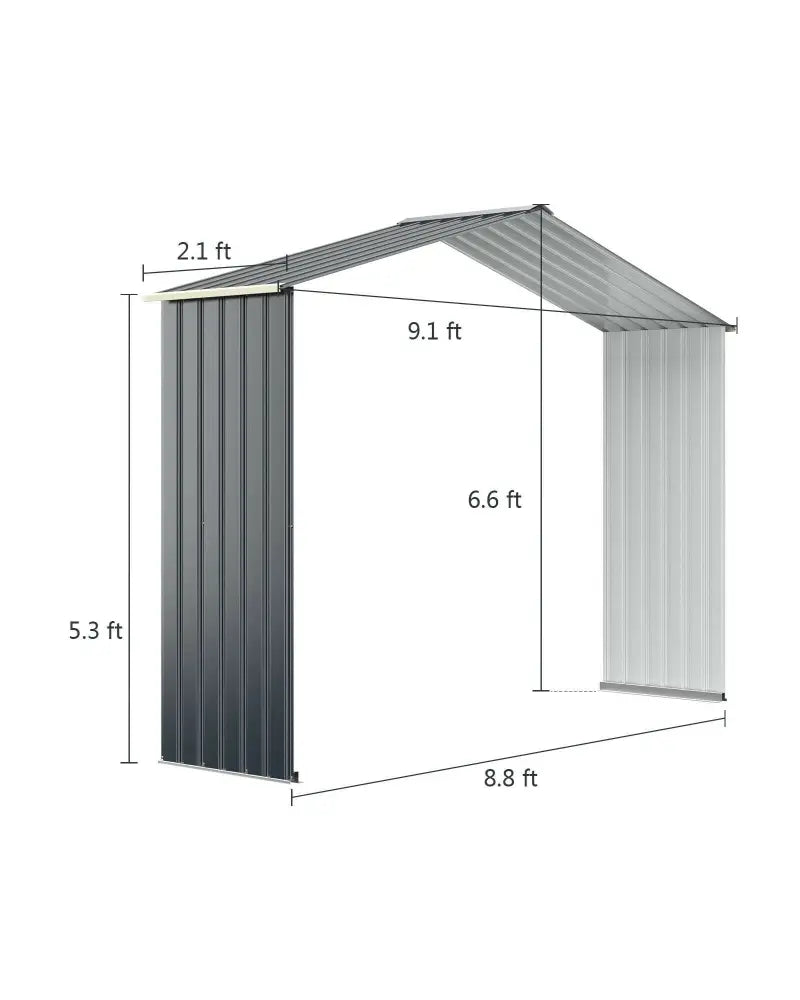Outdoor Storage Shed Extension Kit for 9.1 Feet Shed-Gray - Gray - Sheds & Outdoor Storage