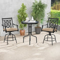 Outdoor Swivel Bar Stools Set of 2 with Seat Cushions-Brown - Brown - Bar Stools