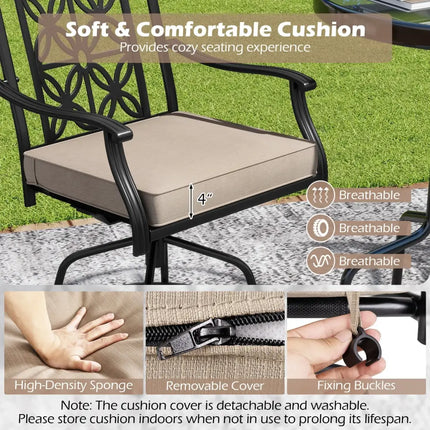 Outdoor Swivel Bar Stools Set of 2 with Seat Cushions-Brown - Brown - Bar Stools