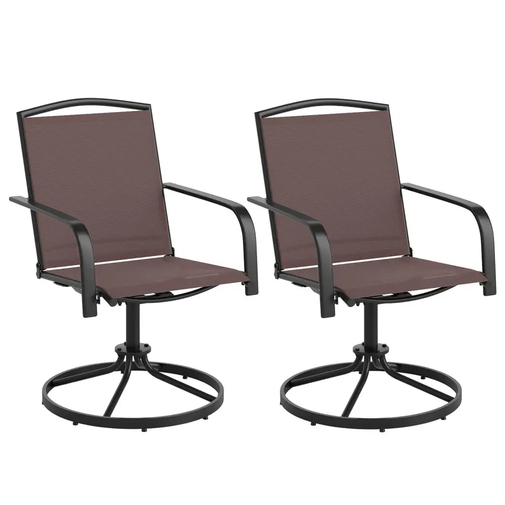 Outdoor Swivel Chairs Set of 2 with High Back and Breathable Seat-Coffee - Coffee - Patio Rocking Chairs & Gliders