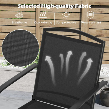 Outdoor Swivel Chairs Set of 2 with High Back and Breathable Seat-Black - Black - Patio Rocking Chairs & Gliders