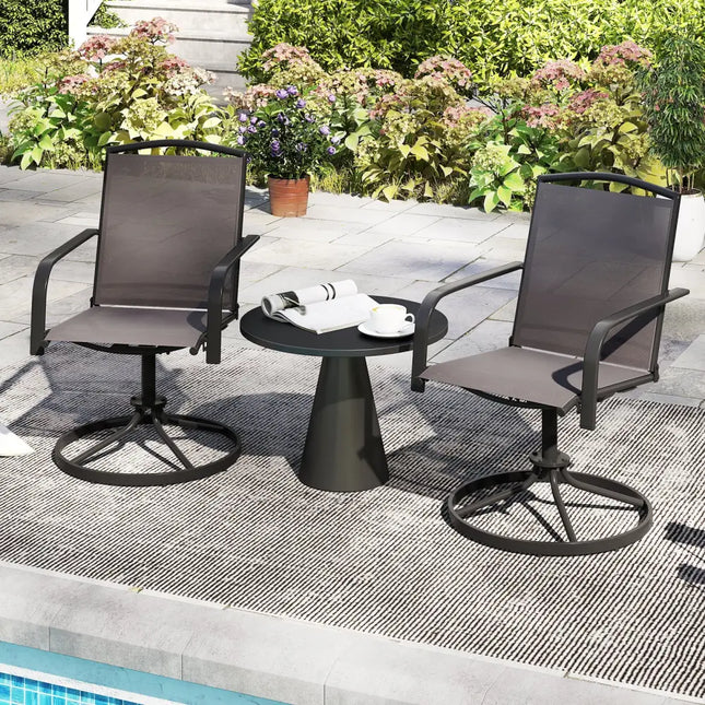 Outdoor Swivel Chairs Set of 2 with High Back and Breathable Seat-Gray - Gray - Patio Rocking Chairs & Gliders