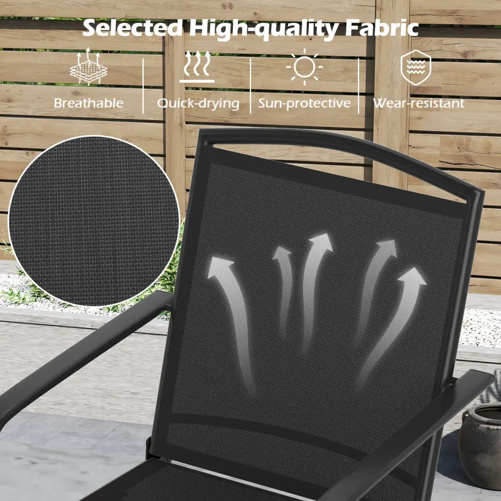 Outdoor Swivel Chairs Set of 2 with High Back and Breathable Seat-Black - Black - Patio Rocking Chairs & Gliders