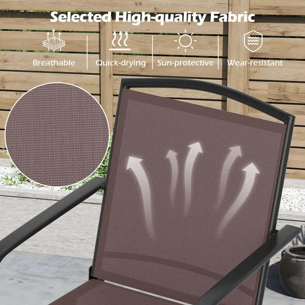 Outdoor Swivel Chairs Set of 2 with High Back and Breathable Seat-Coffee - Coffee - Patio Rocking Chairs & Gliders