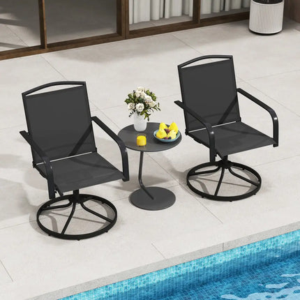 Outdoor Swivel Chairs Set of 2 with High Back and Breathable Seat-Black - Black - Patio Rocking Chairs & Gliders