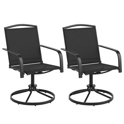 Outdoor Swivel Chairs Set of 2 with High Back and Breathable Seat-Black - Black - Patio Rocking Chairs & Gliders