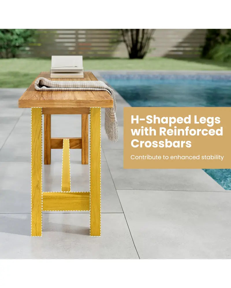 Outdoor Teak Wood Bench for Porch Backyard and Poolside - Teak - Outdoor Benches