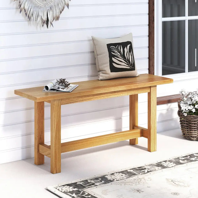 Outdoor Teak Wood Bench for Porch Backyard and Poolside - Teak - Outdoor Benches