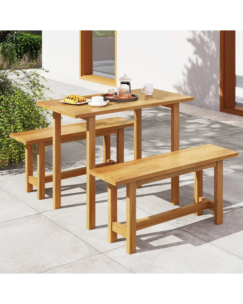 Outdoor Teak Wood Bench for Porch Backyard and Poolside - Teak - Outdoor Benches