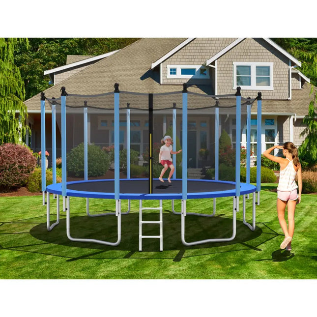 Outdoor Trampoline with Safety Closure Net-16 ft - Blue - Trampolines