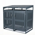 Outdoor Trash Can Storage Shed for 2 Bins with Gas Struts-Gray - Gray - Sheds & Outdoor Storage