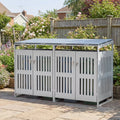Outdoor Trash Can Storage Shed for 2 Bins with Gas Struts-Silver - Silver - Sheds & Outdoor Storage