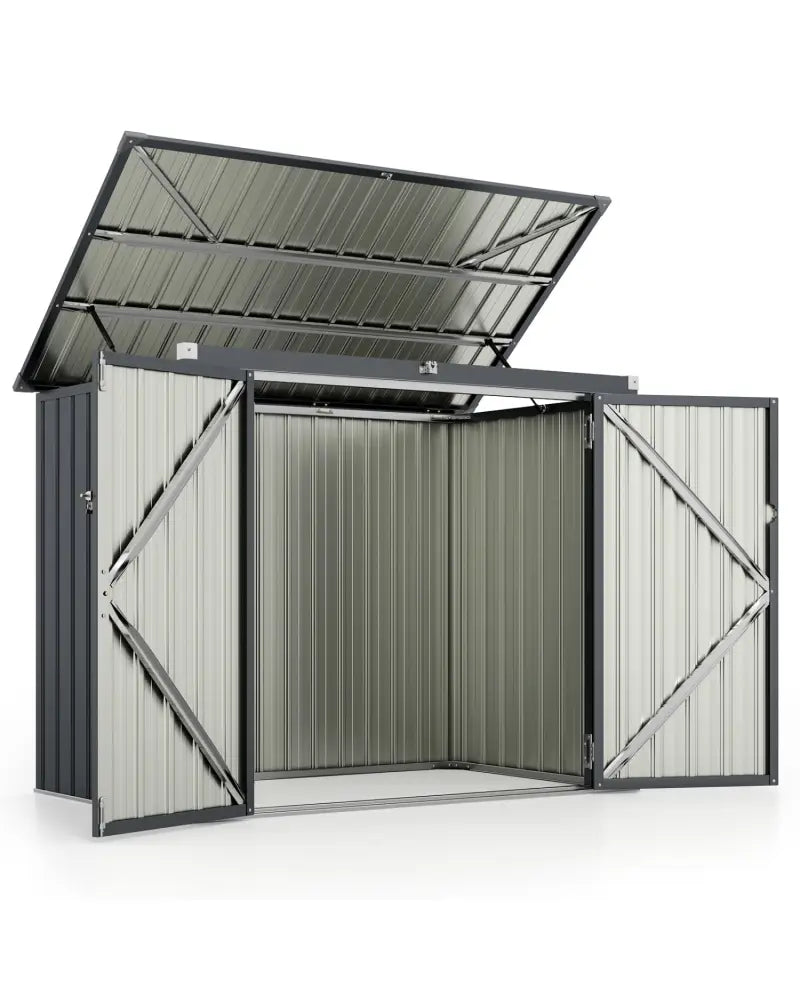 Outdoor Trash Can Storage Shed with Double Openings for Lawn-Dark Gray - Dark Gray - Sheds & Outdoor Storage