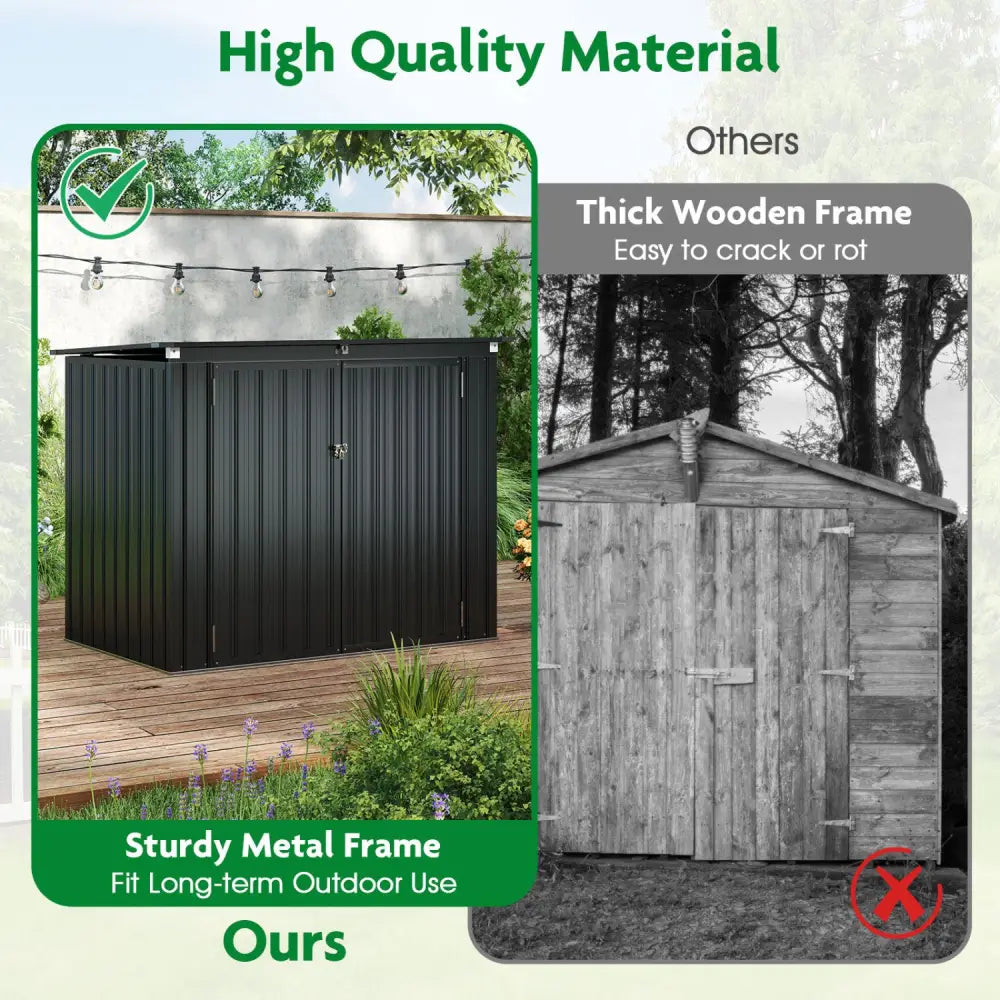 Outdoor Trash Can Storage Shed with Double Openings for Lawn-Dark Gray - Dark Gray - Sheds & Outdoor Storage
