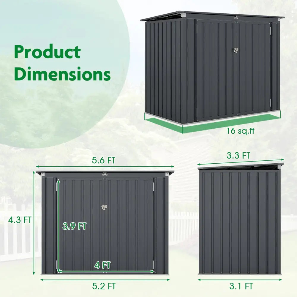 Outdoor Trash Can Storage Shed with Double Openings for Lawn-Dark Gray - Dark Gray - Sheds & Outdoor Storage