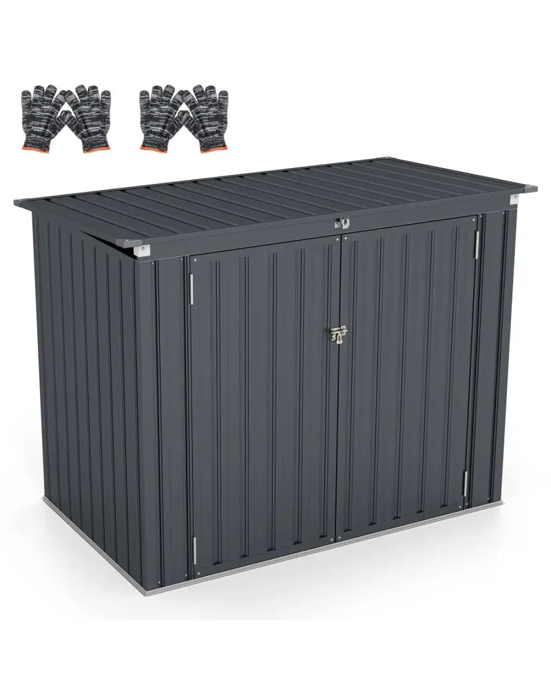 Outdoor Trash Can Storage Shed with Double Openings for Lawn-Dark Gray - Dark Gray - Sheds & Outdoor Storage