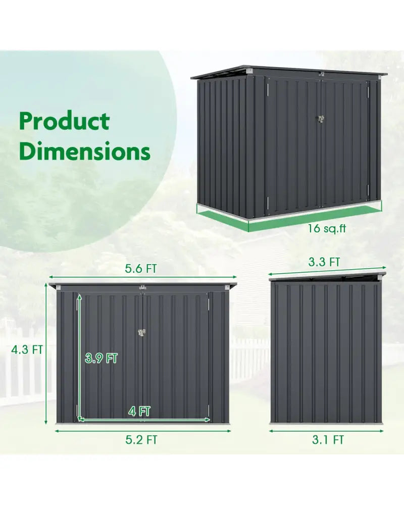 Outdoor Trash Can Storage Shed with Double Openings for Lawn-Dark Gray - Dark Gray - Sheds & Outdoor Storage