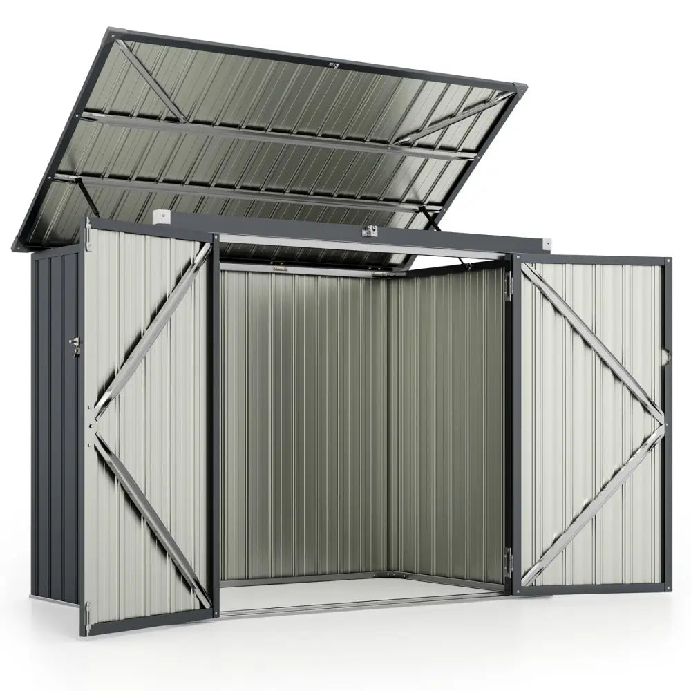 Outdoor Trash Can Storage Shed with Double Openings for Lawn-Dark Gray - Dark Gray - Sheds & Outdoor Storage