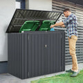 Outdoor Trash Can Storage Shed with Double Openings for Lawn-Dark Gray - Dark Gray - Sheds & Outdoor Storage