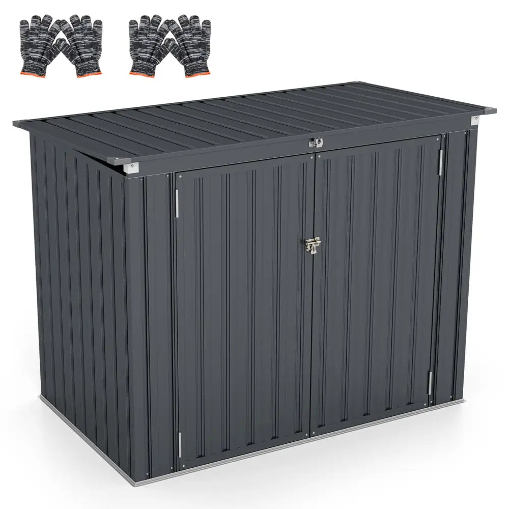 Outdoor Trash Can Storage Shed with Double Openings for Lawn-Dark Gray - Dark Gray - Sheds & Outdoor Storage