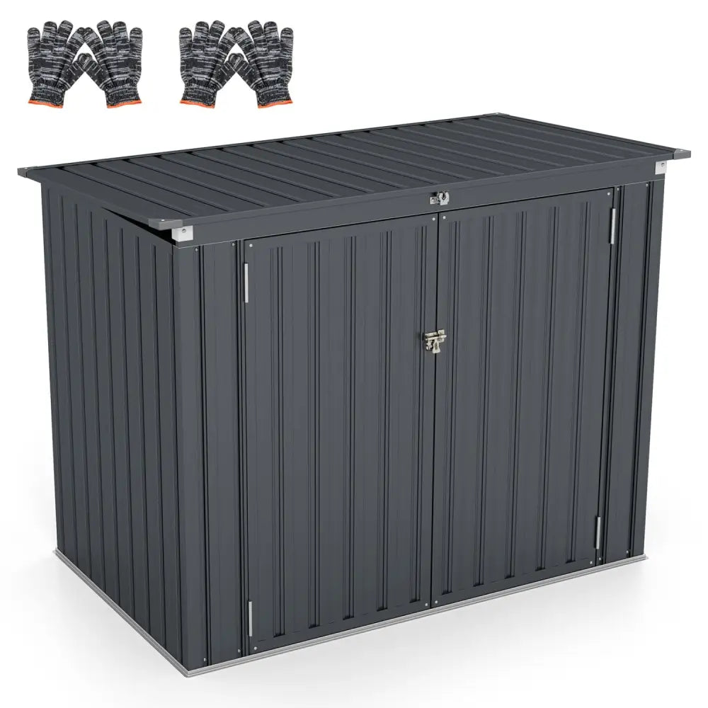 Outdoor Trash Can Storage Shed with Double Openings for Lawn-Dark Gray - Dark Gray - Sheds & Outdoor Storage