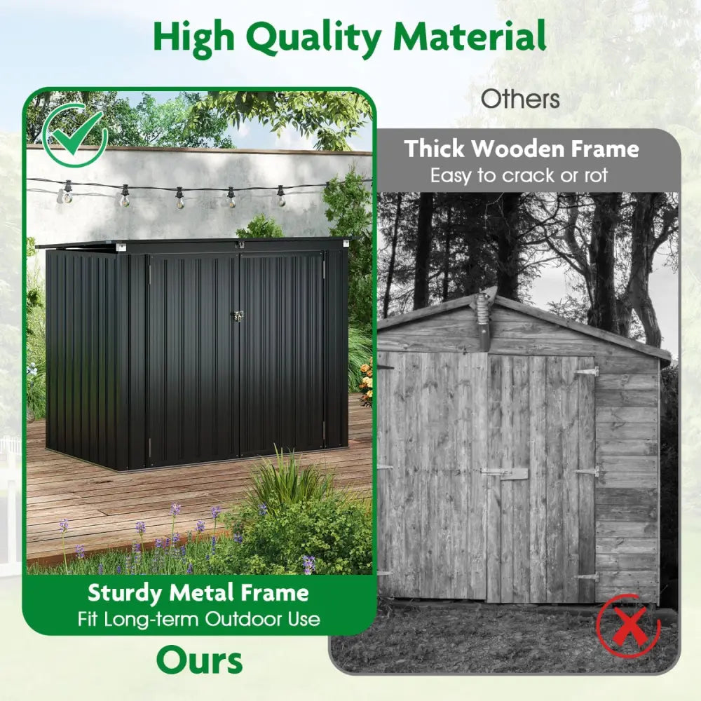 Outdoor Trash Can Storage Shed with Double Openings for Lawn-Dark Gray - Dark Gray - Sheds & Outdoor Storage