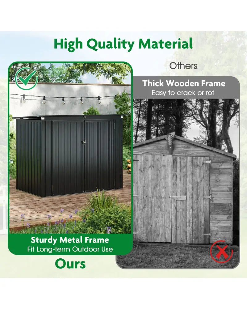Outdoor Trash Can Storage Shed with Double Openings for Lawn-Dark Gray - Dark Gray - Sheds & Outdoor Storage
