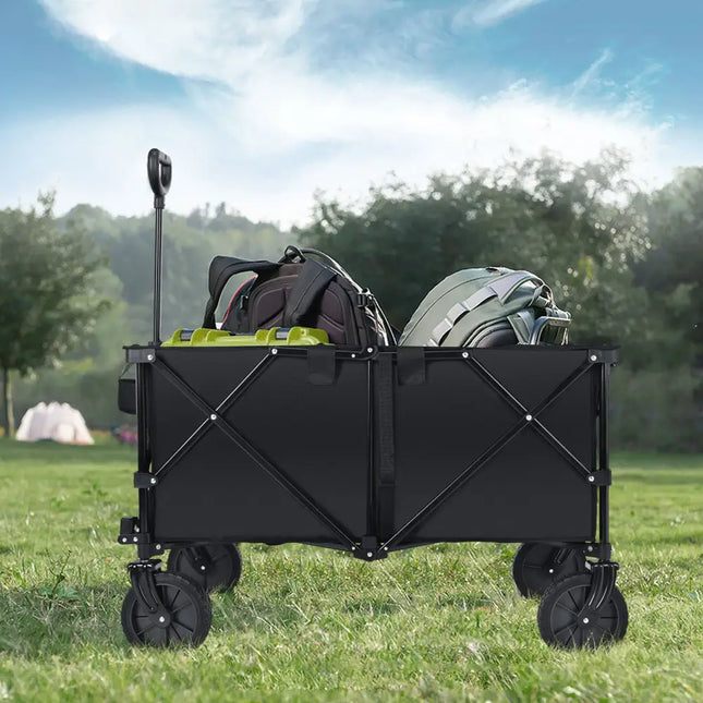 Outdoor Utility Garden Trolley Buggy -Dark Black - Black - Garden Carts