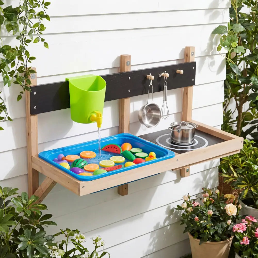 Outdoor Wall Mounted Mud Kitchen for Kids Ages 3+ - Play Kitchen Sets