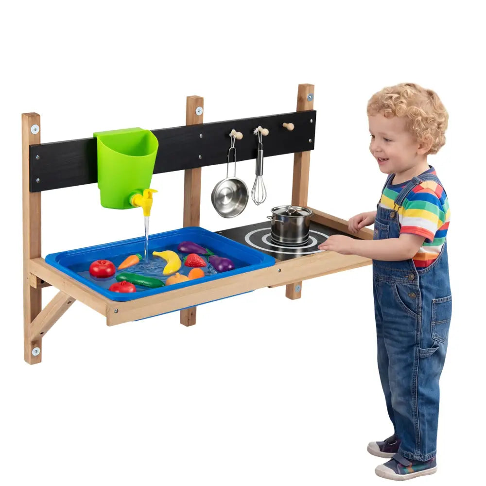 Outdoor Wall Mounted Mud Kitchen for Kids Ages 3+ - Play Kitchen Sets