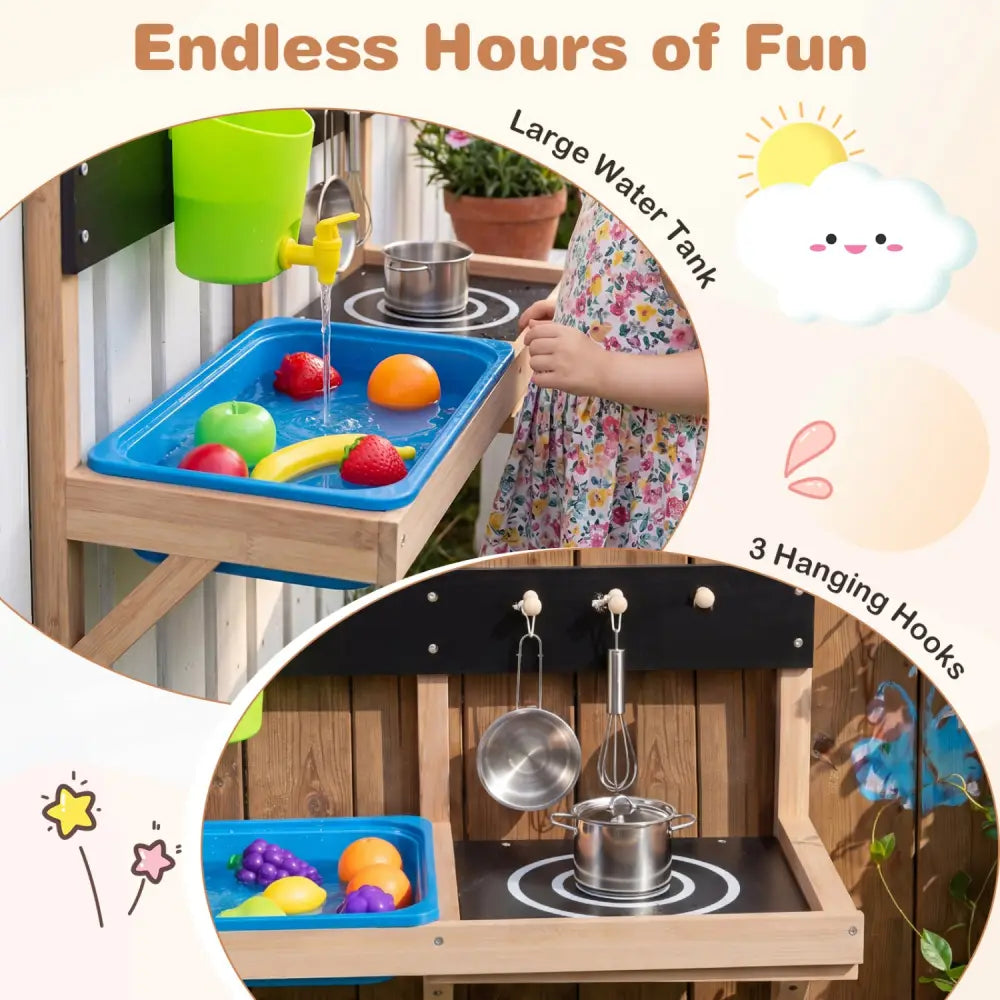 Outdoor Wall Mounted Mud Kitchen for Kids Ages 3+ - Play Kitchen Sets