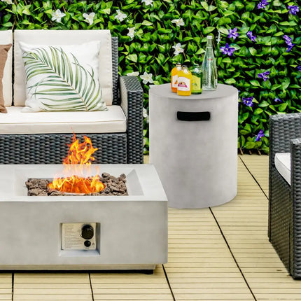 Outdoor Weather Resistant Tank Hideaway Table Fits Standard 20 LBS Propane Gas Tank for Fire Pits - Gray - Fire Pit