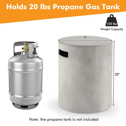 Outdoor Weather Resistant Tank Hideaway Table Fits Standard 20 LBS Propane Gas Tank for Fire Pits - Gray - Fire Pit