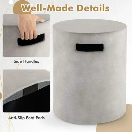 Outdoor Weather Resistant Tank Hideaway Table Fits Standard 20 LBS Propane Gas Tank for Fire Pits - Gray - Fire Pit