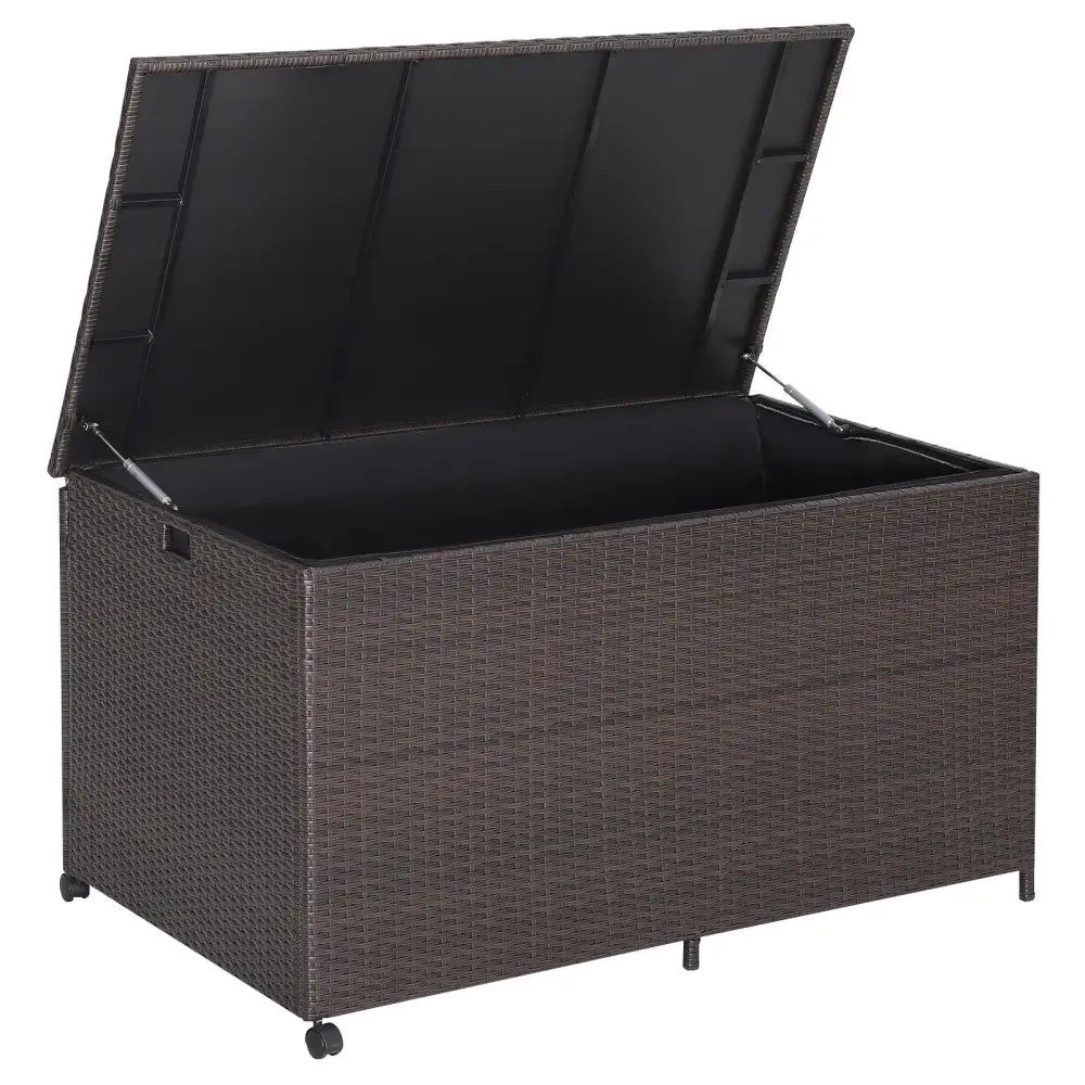 Outdoor Wicker Storage Box with Zippered Liner-133 Gallon - Brown - Sheds & Outdoor Storage