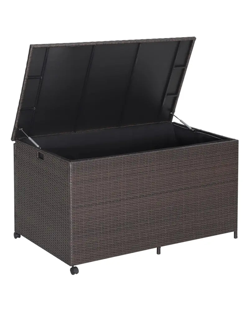 Outdoor Wicker Storage Box with Zippered Liner-133 Gallon - Brown - Sheds & Outdoor Storage