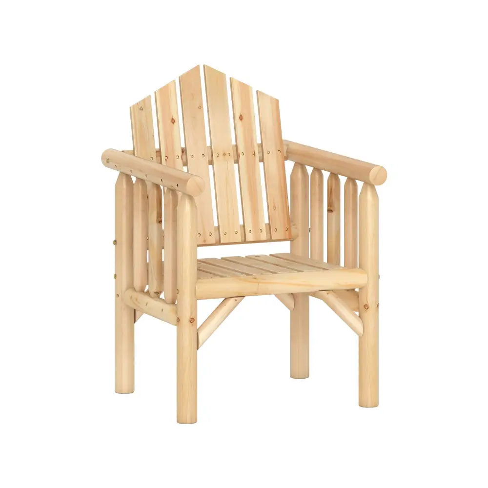 Outdoor Wood Armchair Wooden Patio Dining Chair with Armrests-Natural - Natural - Adirondack Chairs