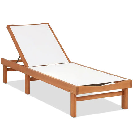 Outdoor Wood Chaise Lounge Chair with 5-Postion Adjustable Back - White - Outdoor Chaise Lounges
