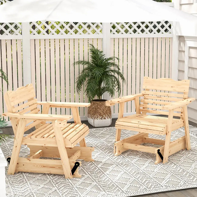 Outdoor Wood Rocking Chair with High Back and Widened Armrests - Brown - Patio Rocking Chairs & Gliders