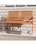 Outdoor Wooden Bench 2-Person Patio Bench with Slatted Backrest and Seat - Natural - Outdoor Benches