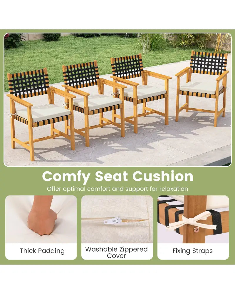 Outdoor Wooden Dining Chair Set of 2 with Armrests and Curved Back-White - White - Patio Dining Chairs