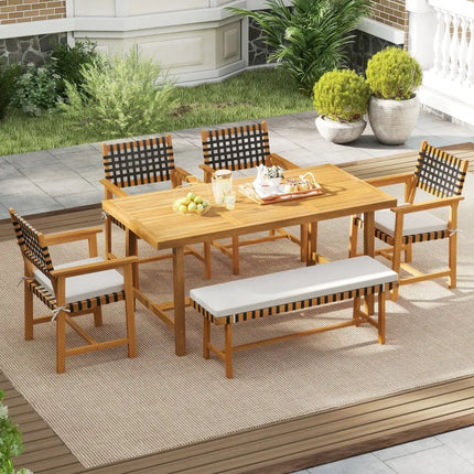 Outdoor Wooden Dining Chair Set of 2 with Armrests and Curved Back-White - White - Patio Dining Chairs