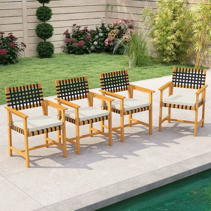Outdoor Wooden Dining Chair Set of 2 with Armrests and Curved Back-White - White - Patio Dining Chairs