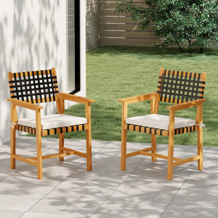 Outdoor Wooden Dining Chair Set of 2 with Armrests and Curved Back-White - White - Patio Dining Chairs