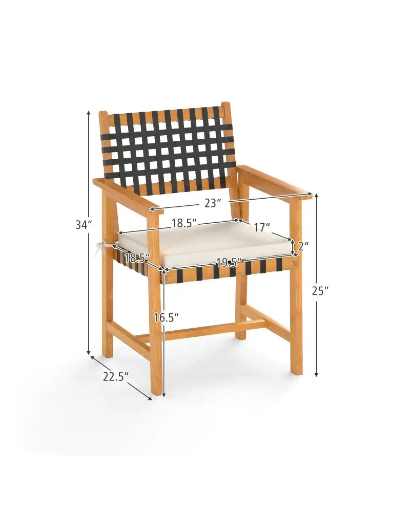 Outdoor Wooden Dining Chair Set of 2 with Armrests and Curved Back-White - White - Patio Dining Chairs