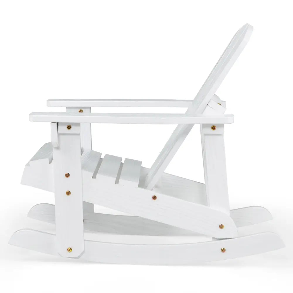 Outdoor Wooden Kid Adirondack Rocking Chair with Slatted Seat-White - White - Kids Chairs & Seating