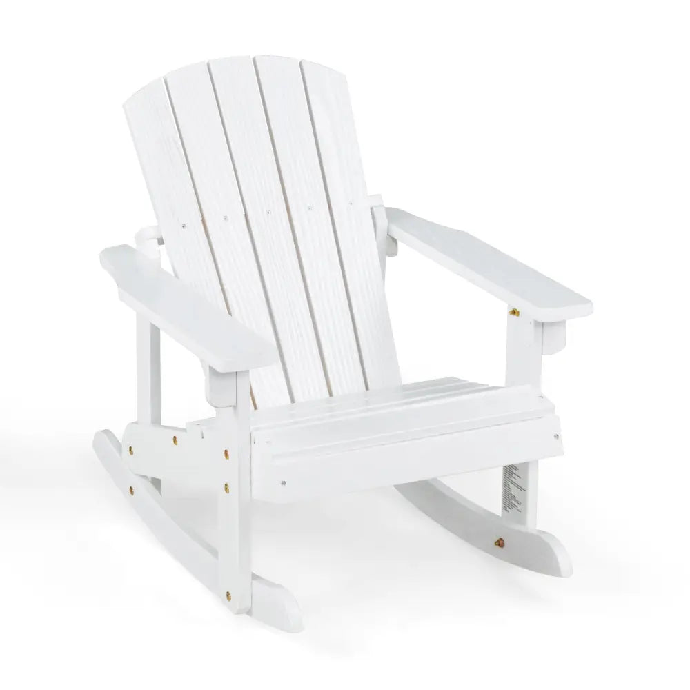 Outdoor Wooden Kid Adirondack Rocking Chair with Slatted Seat-White - White - Kids Chairs & Seating