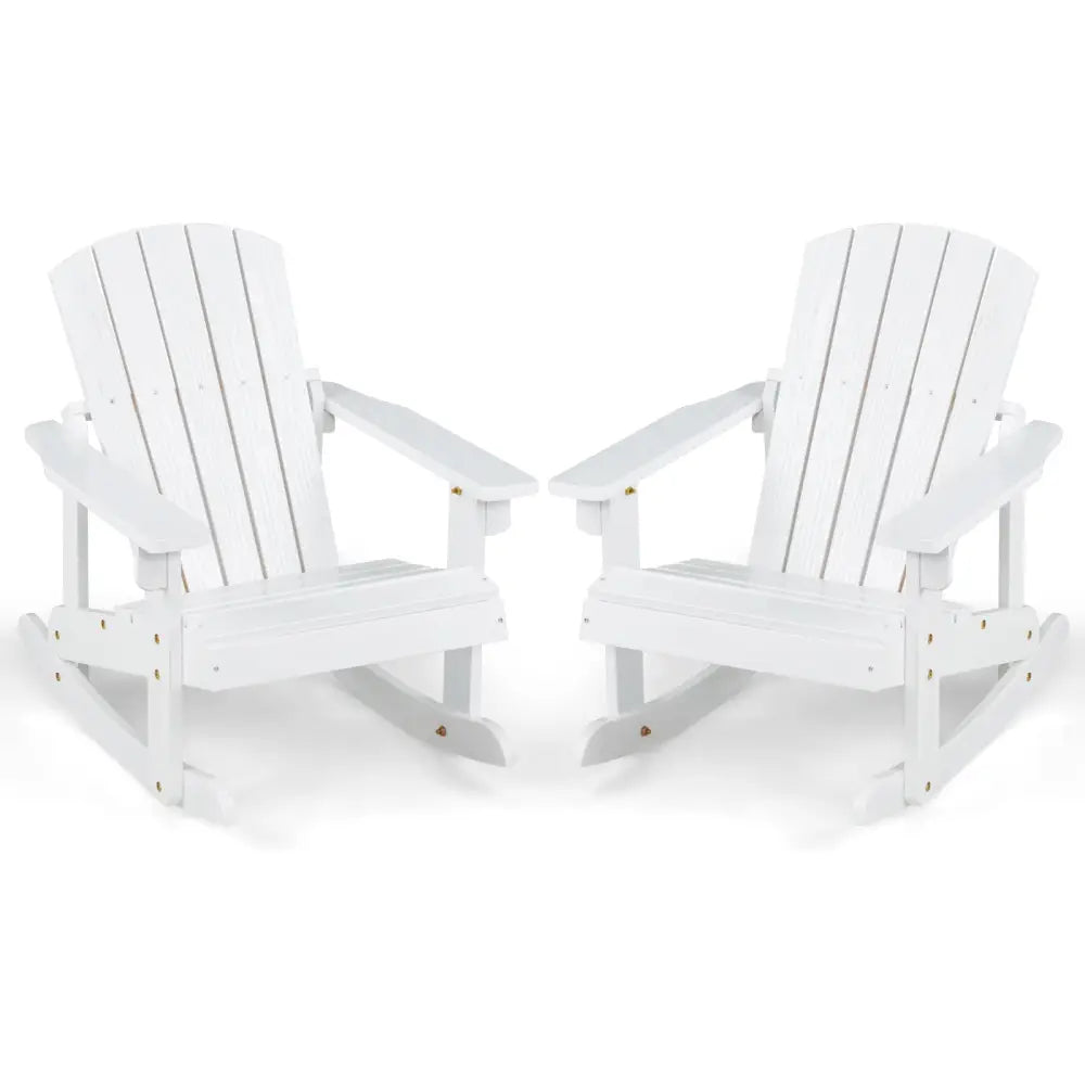 Outdoor Wooden Kid Adirondack Rocking Chair with Slatted Seat-White - White - Kids Chairs & Seating